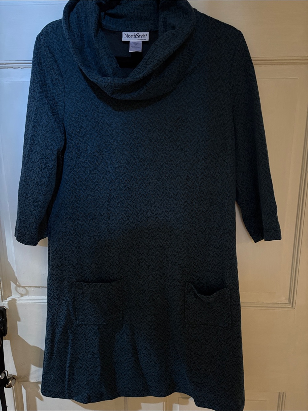 NorthStyle Teal Cowl Neck Tunic Sweater with Pockets
